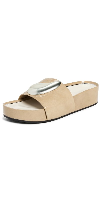 Tory Burch Patos Platform Slides Chateau Grey/Silver