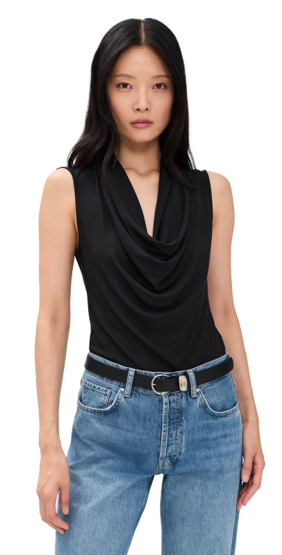 ANINE BING Jeanette Thong Bodysuit Black