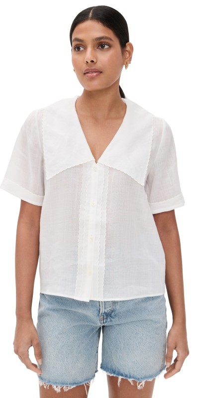 FRAME The Scallop Sailor Blouse White