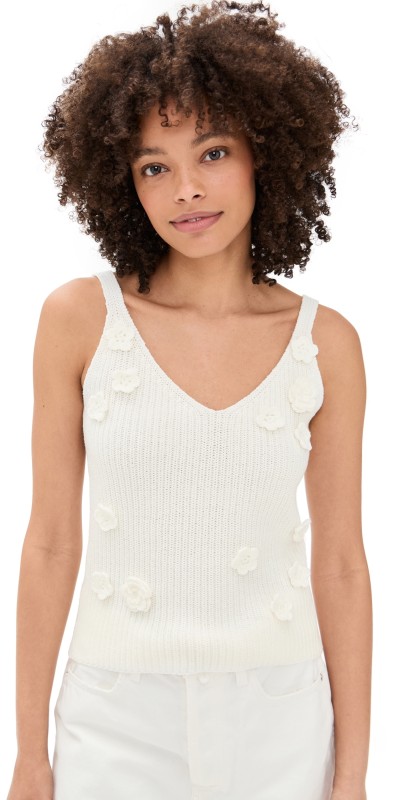 Line & Dot Lara Rosette Detailed Sleeveless Top Ivory