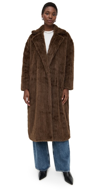 Lioness Moss Faux Fur Jacket Chocolate