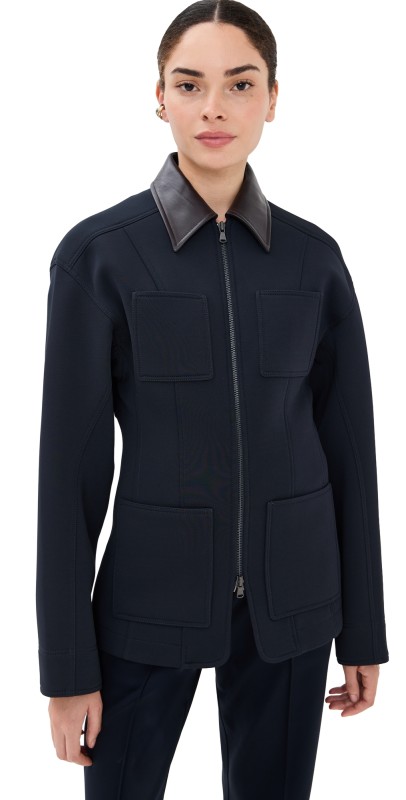 Tibi Bonded Twill Sculpted Workmens Jacket Navy