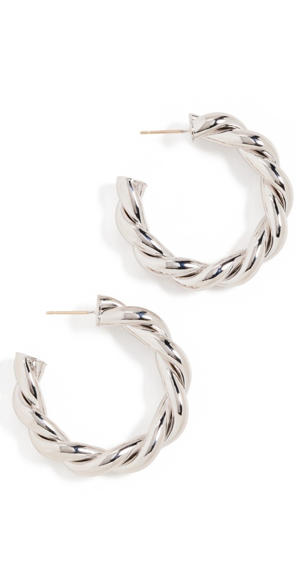 Jennifer Fisher 1 Twisted Lilly Mini Hoops Silver
