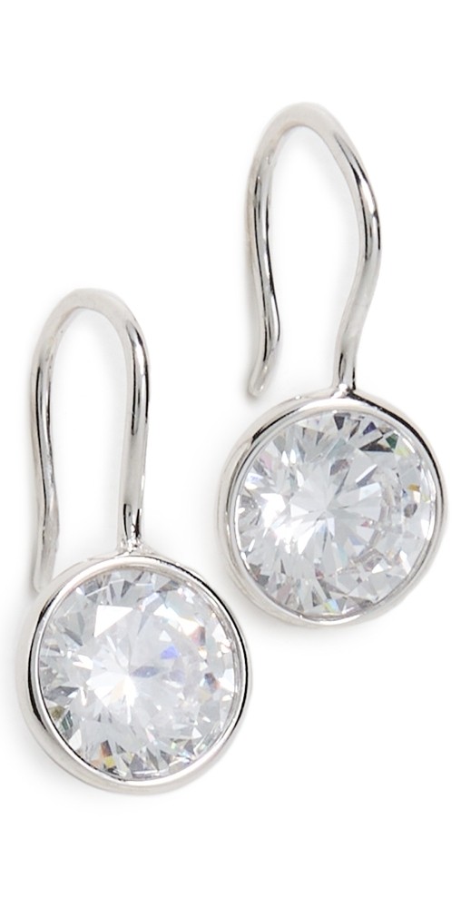 SHASHI Bezel Drop Earrings Silver