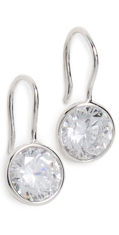 SHASHI Bezel Drop Earrings Silver