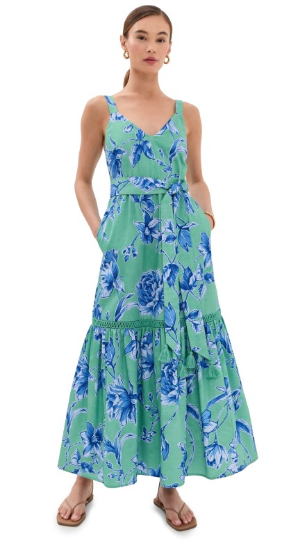 Figue Corinne Dress Floral Sketch Apple Green