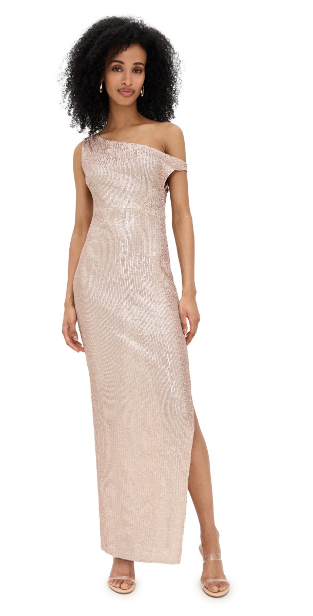 Norma Kamali Drop Shoulder Fitted Gown with Side Slit Baby