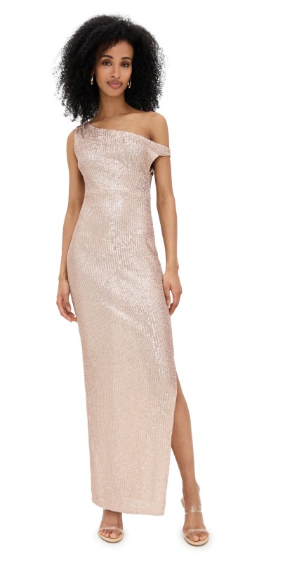 Norma Kamali Drop Shoulder Fitted Gown with Side Slit Baby