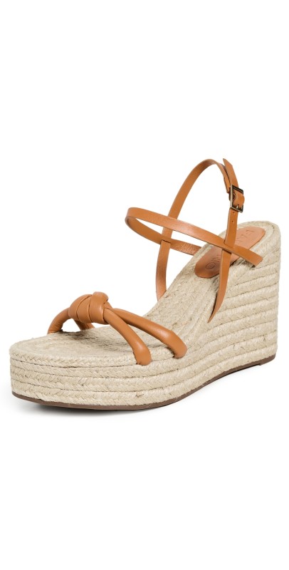 FARM Rio Knot Wedge Sandals Camel