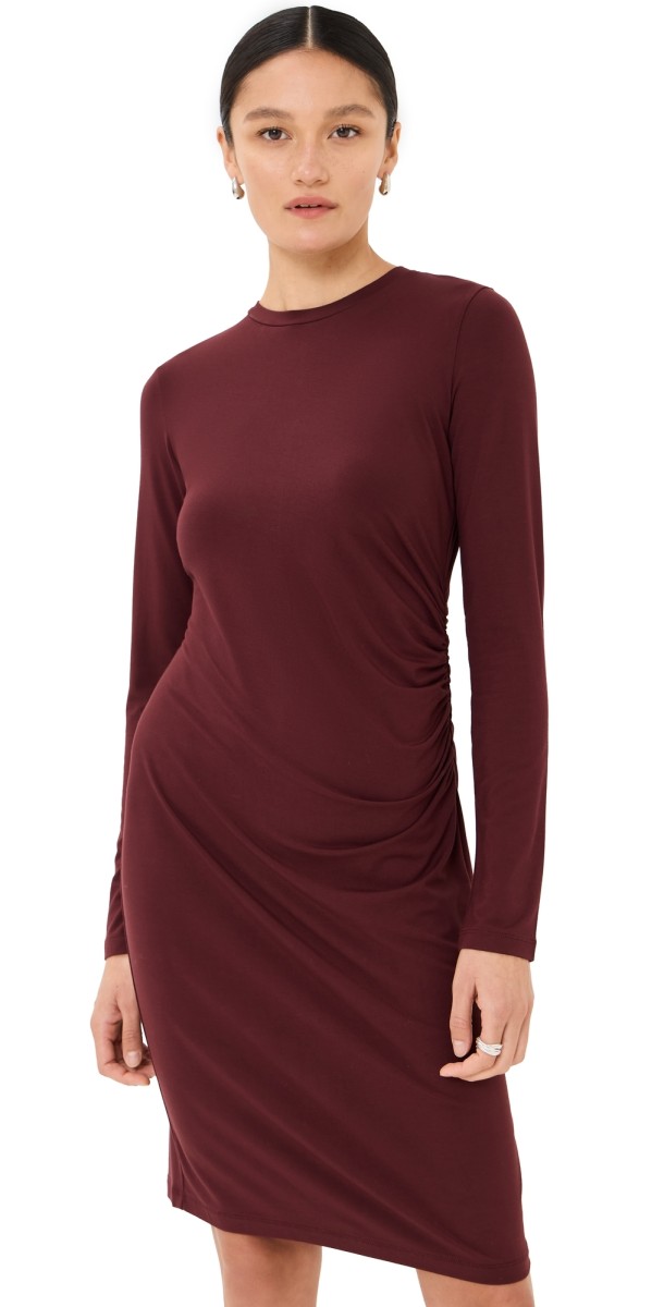 Vince Draped Crew Neck Dress Black Rose