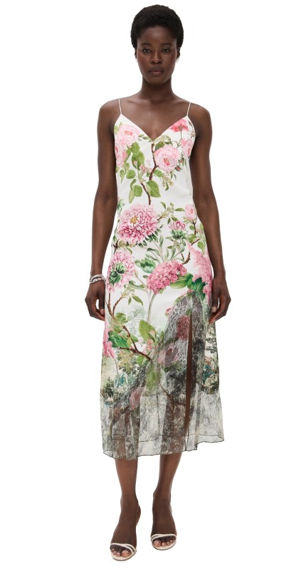 alice + olivia Julietta Cutaway Lace Slip Dress Rose Whisper