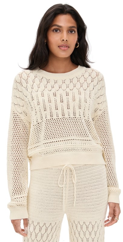 Z Supply Rue Crochet Sweater Sea Salt