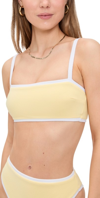 Vitamin A Poppy Bandeau Bikini Top Banana Cream