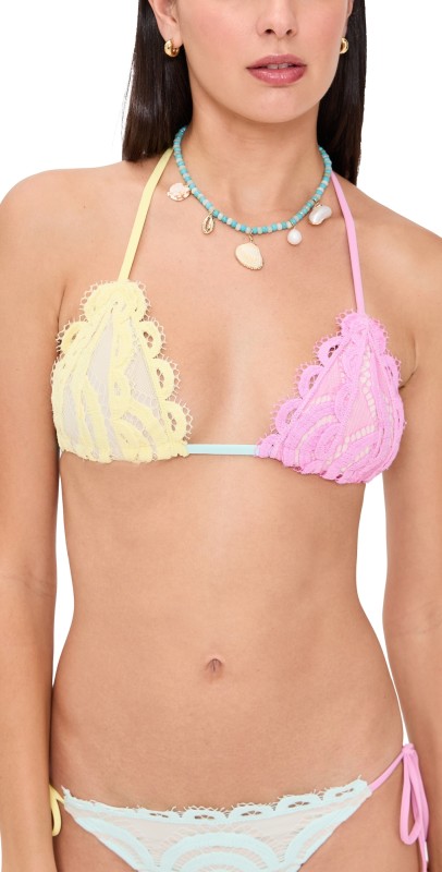 PQ Swim Lace Tri Top Sweet Pea