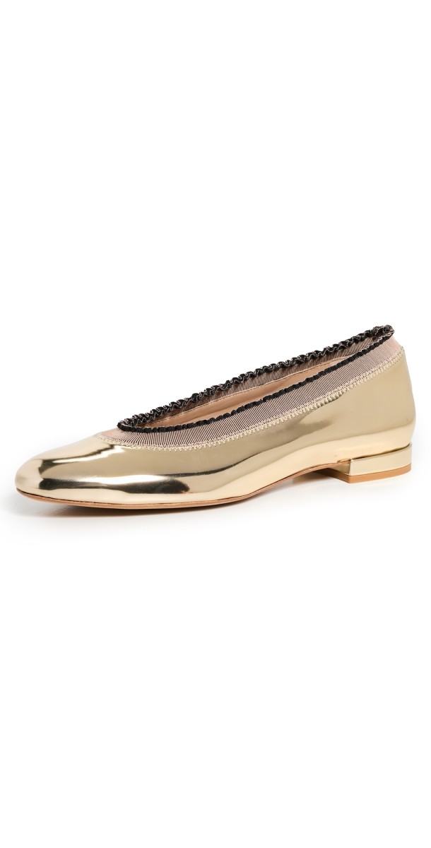 Ulla Johnson Elise Ruffle Ballet Flats Light Gold