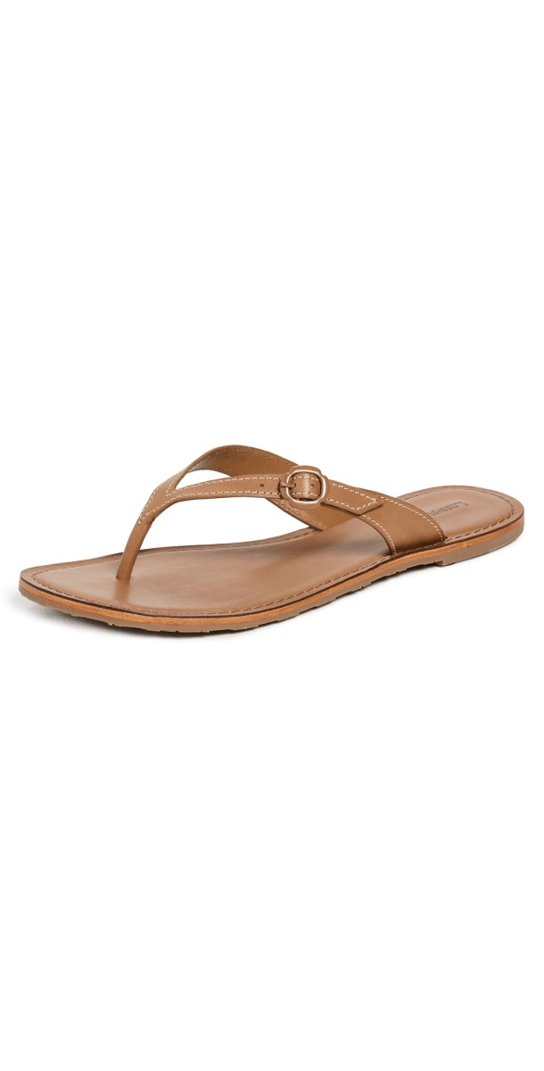 Larroudé Mary Kate Flat Sandals Caramel