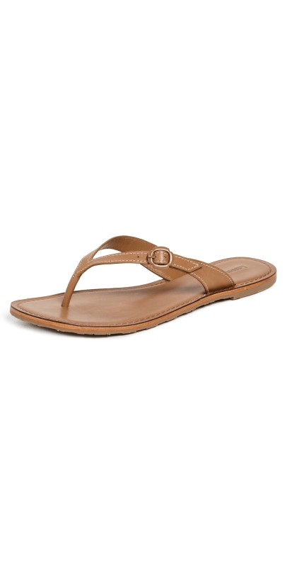 Larroudé Mary Kate Flat Sandals Caramel
