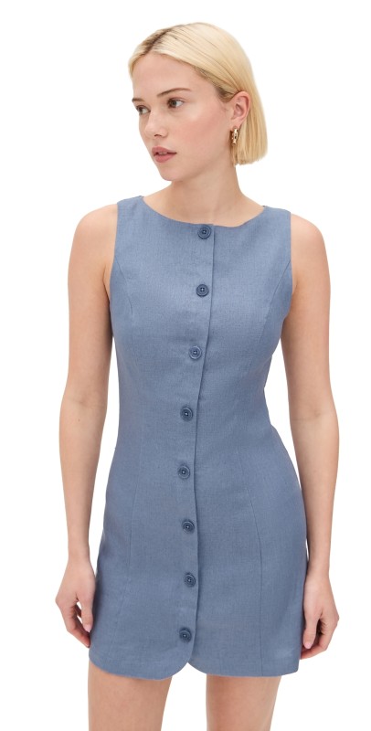 Reformation Zarae Linen Dress Cornflower