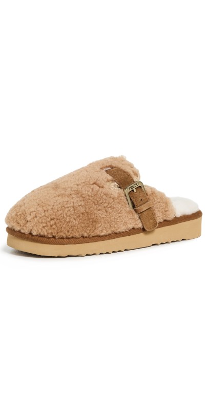 MOU Curly Mou Slippers Cognac