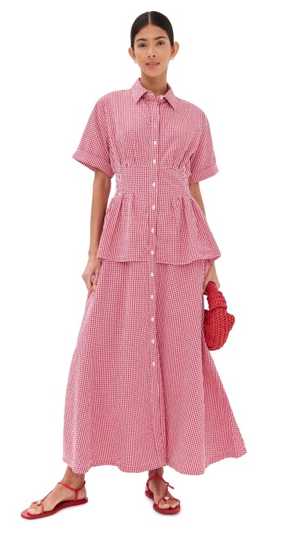 Rosie Assoulin Boogie Woogie Bugle Boy Dress Red Gingham