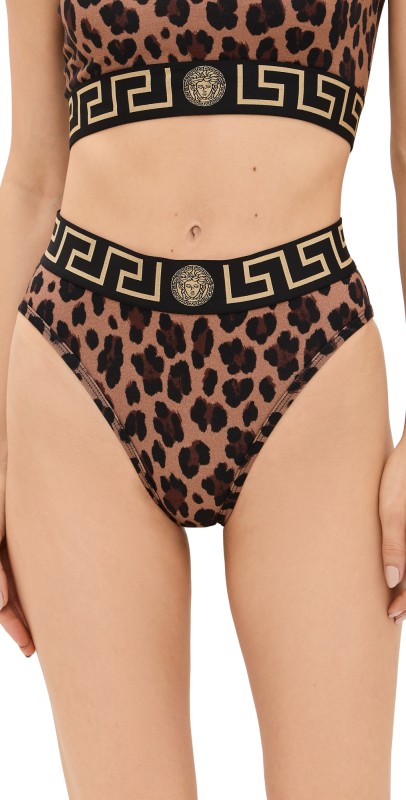Versace Jersey Topeka Bi Stretch Leopard Underwear 5N440-Chestnut/Gold