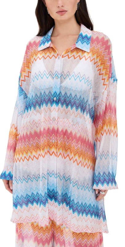 Missoni Oversized Shirt Multicolor Shaded Fuchsia