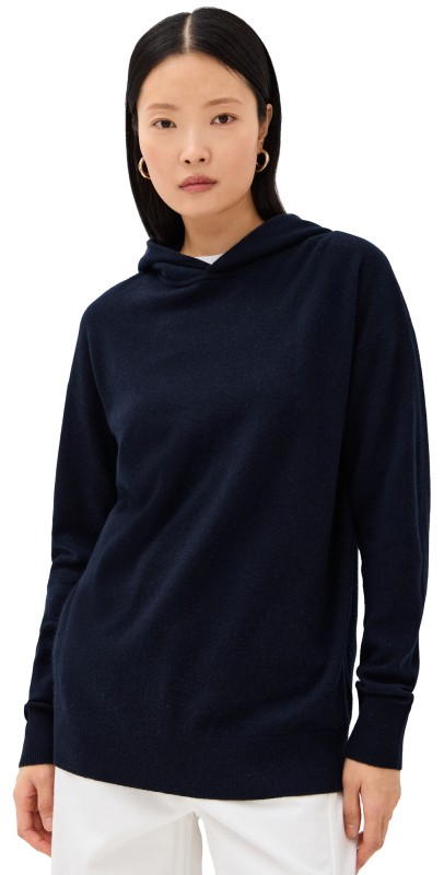 Tibi Washable Cashmere Easy Hoodie Navy