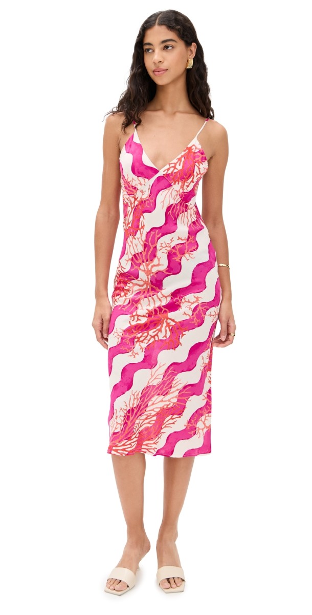 Natalie Martin Collection Eve Slip Dress Coral Wave Fuchsia