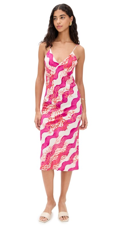 Natalie Martin Collection Eve Slip Dress Coral Wave Fuchsia