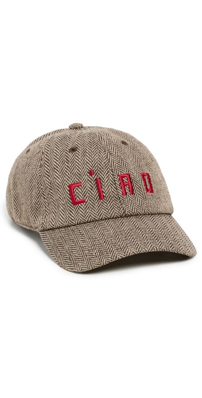 Clare V. Wool Baseball Hat Taupe With Red