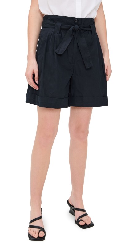 THE GREAT. The Pleated Trouser Shorts Black