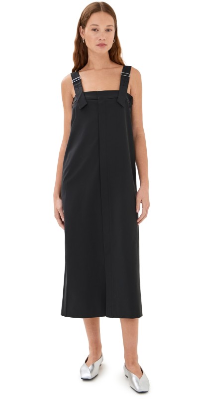 Tibi Tropical Wool Convertible Overall Skirt Black