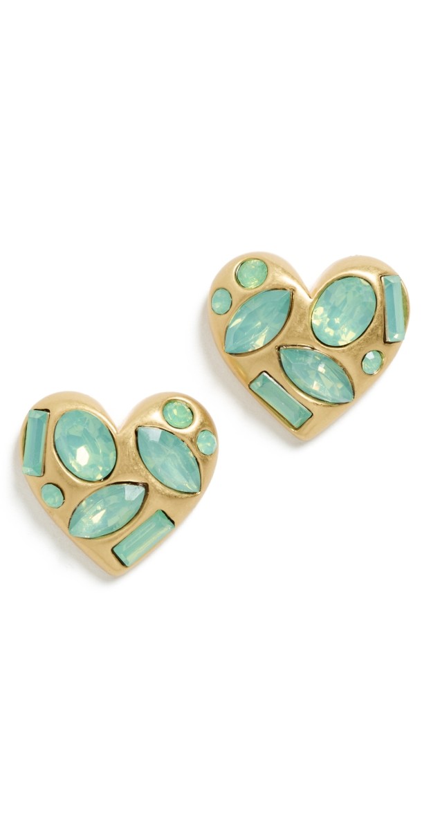 Lele Sadoughi Crystal Molten Heart Button Earrings Jad