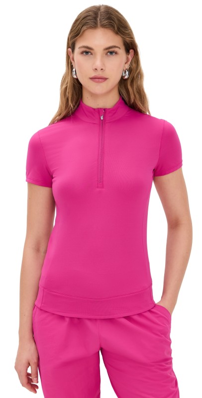 Greyson Short Sleeve Halley 1/4 Zip Tee Lychee