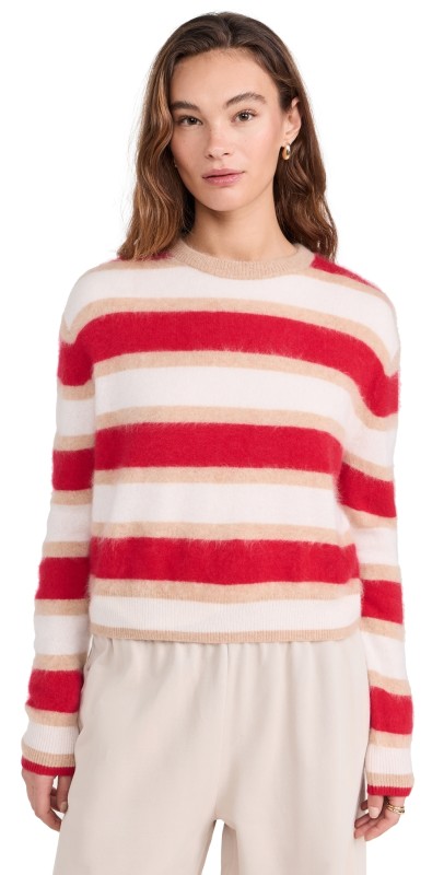 Guest in Residence Grizzly Stripe Crew In Cashmere True Red Combo