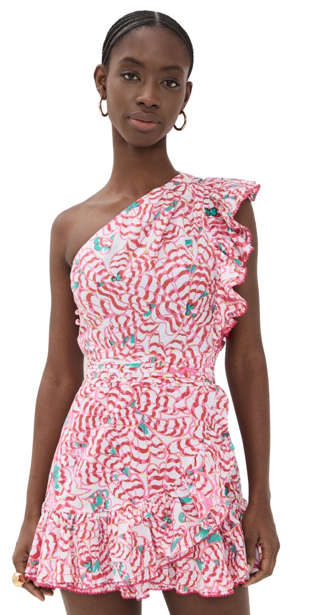 Poupette St Barth Corinne Ct Mini Dress Pink Wings Flower