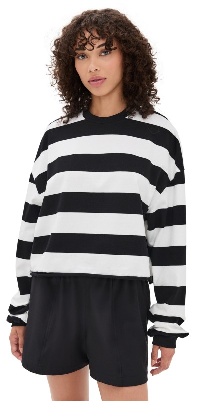 Strut This The Oxford Long Sleeve Shirt Black and White Stripe