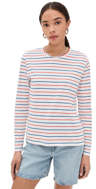 KULE The Modern Long Tee White/Poppy/True Blue