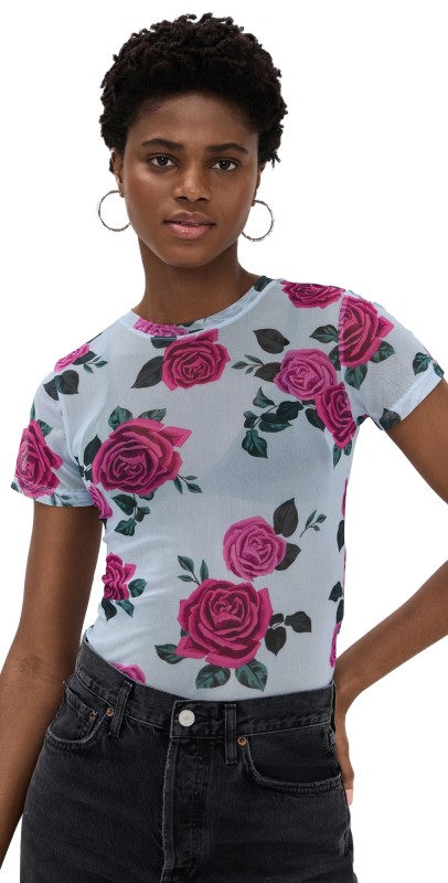 Good American Mesh Baby Tee Vintage Rose