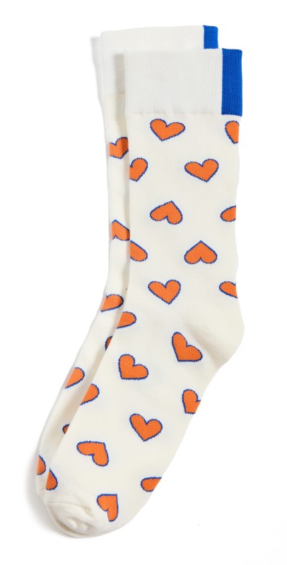 KULE Multi Heart Dress Socks Cream