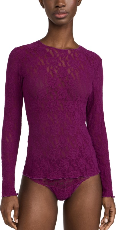 Hanky Panky Signature Lace Long Sleeve Top Sugar Plum