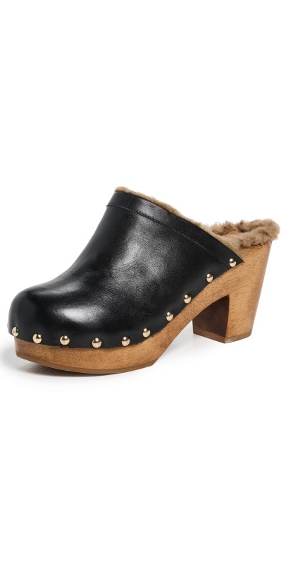 beek Woodpecker Shearling Clogs Black/Bronze Shearling
