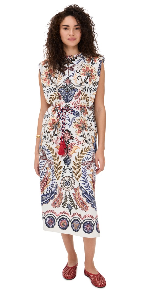FARM Rio Glam Off-White Midi Dress Boho Glam Off-White
