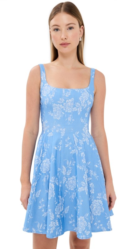 STAUD Mini Wells Dress Blue Rose
