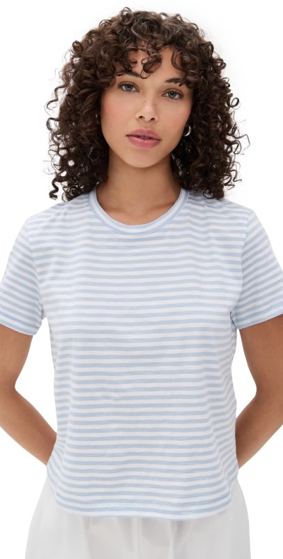 Madewell Boxy Stripe Crop Tee Warhol Stripe Iced Blue