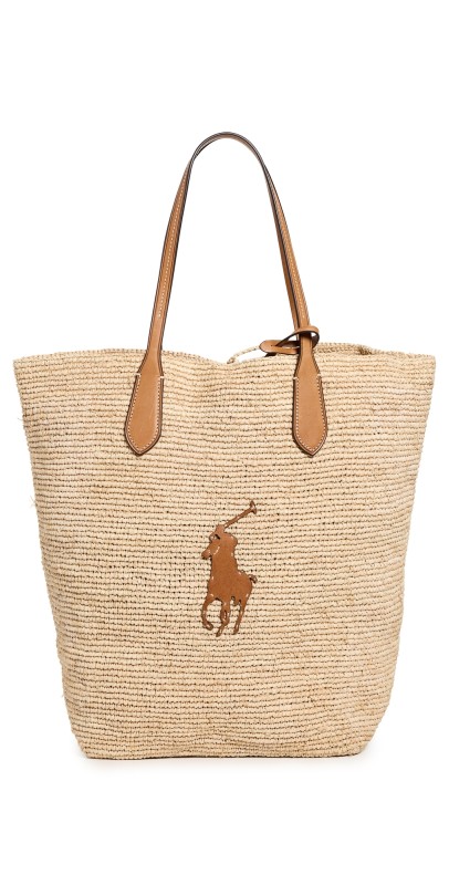 Polo Ralph Lauren Large Raffia Tote Natural/Cuoio