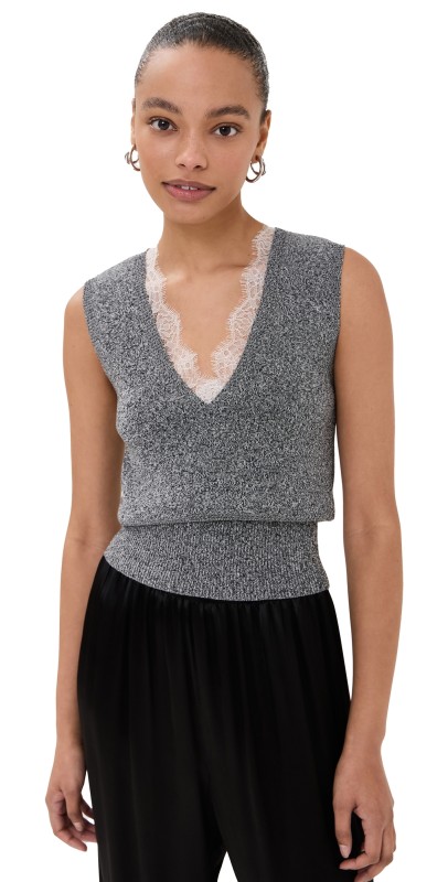 JW Anderson Lace Trim V Neck Vest Black/White