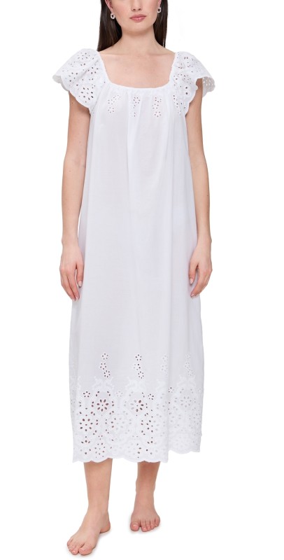 Petite Plume Twill Ava Nightgown In White White