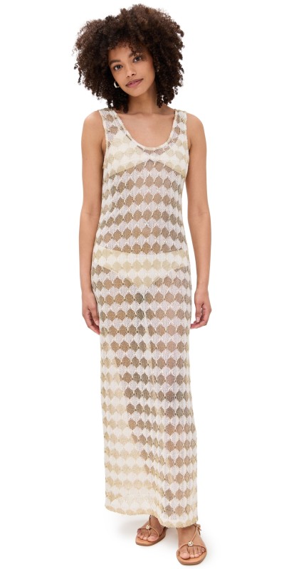 Ramy Brook Angely Dress Natural/Gold Crochet
