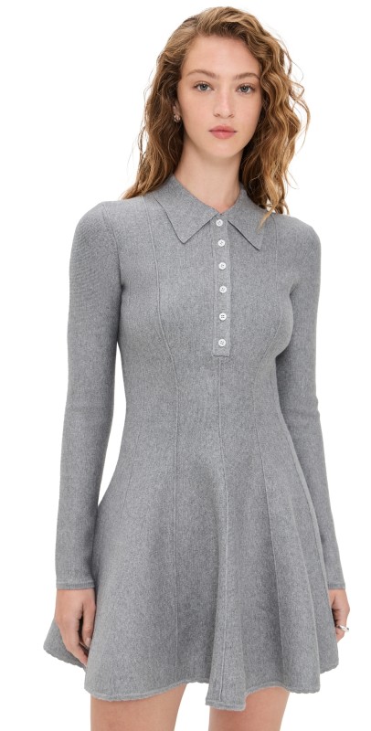 Fleur du Mal Henley Flared Corset Dress Medium Heather Grey